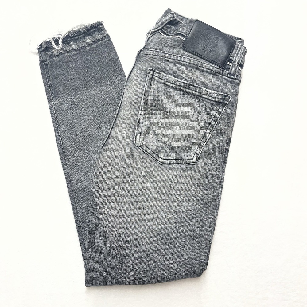 Moussy Vintage Jeans Womens 24 Light Black Cadet Skinny Fray Raw Hem Japan